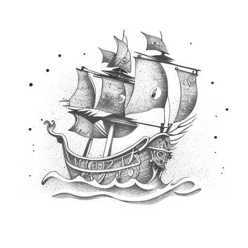 Pirate Ship With Mermaid Wrapped Around It