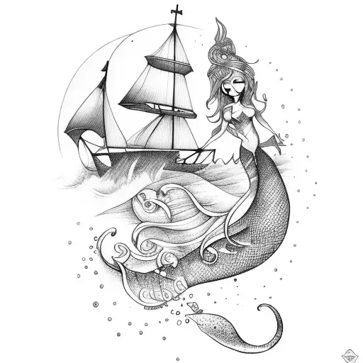 Mermaid With Ship