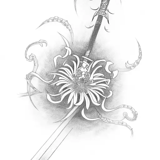 Samurai Sword With Spider Lilies