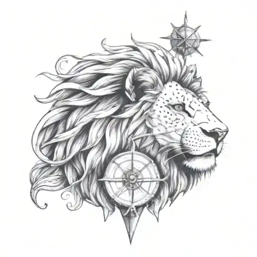 Karabo And A Lion Head With Compass
