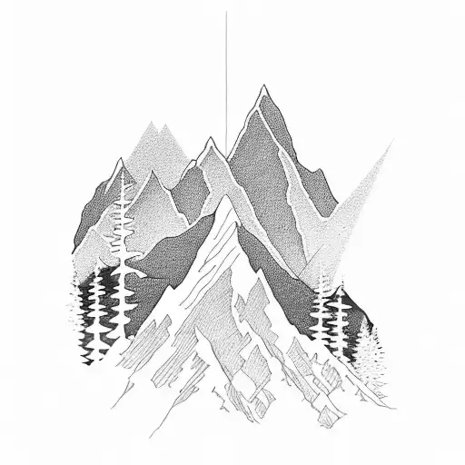 Majestic Mountain Range Reflected In A Serene Forest Lake