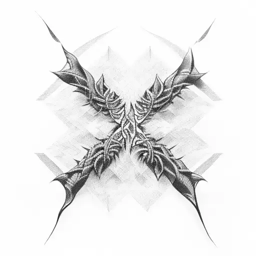 Thorns Wrapped Together In A Bending Vertical Line