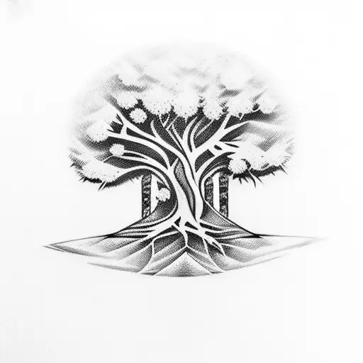Design Featuring A Lebanese Cedar Tree With The Branches Forming The Shape Of An Armenian Cross