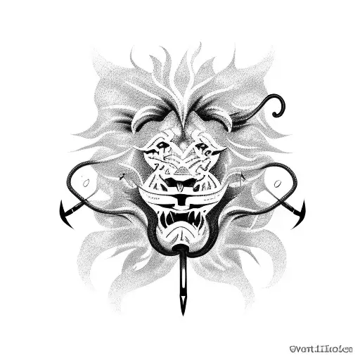 A Fishing Hook Transforming Into A Lion's Claw Gripping A Speeding Motorcycle In A Dotwork Style