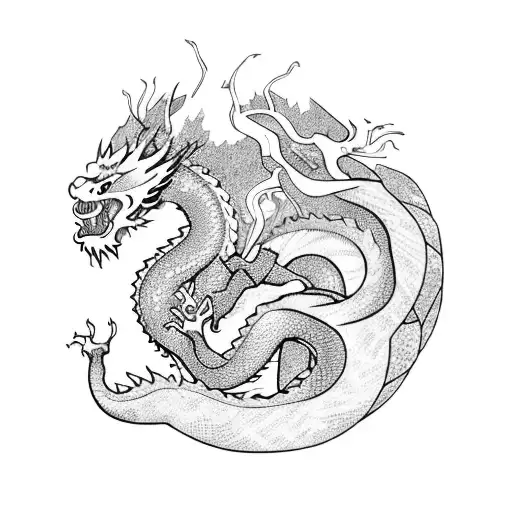 A Flowing Waterfall Surrounded By A Forest Of Dragon-shaped Trees