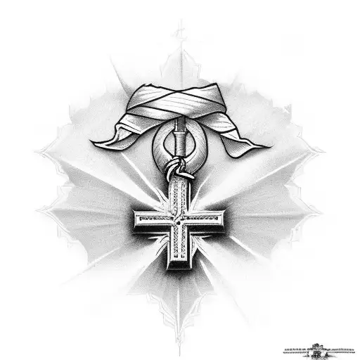 Christian Cross With Baseball Stiching And It Says Davila's Never Quit