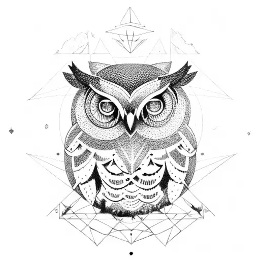Owl Tree Moon Geometry