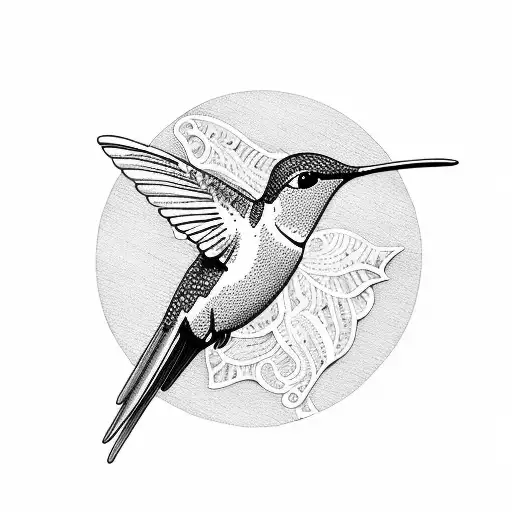 Hummingbird Flying Above The Sea