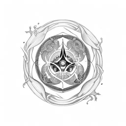 Yin And Yang With A Crossed Anchor