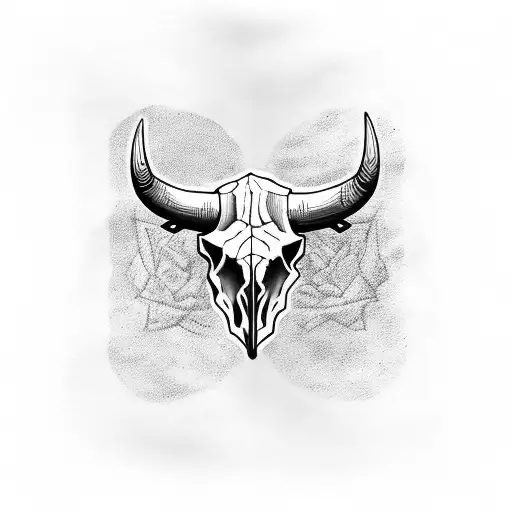 Bull Skull With American Flag