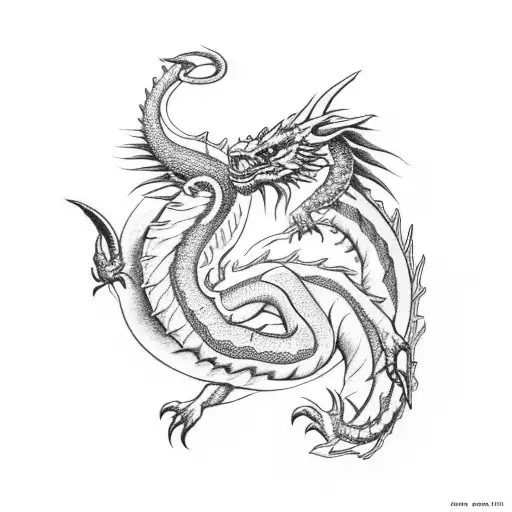 Letter A With Capricorn Symbol And Small Dragon