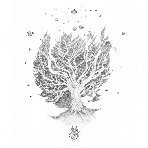 Bacchus As Part Of A Tree That Has A Galaxy For Leaves