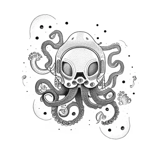 Full Arm Sleeve With Astronaut At The Top And Octopus At The Bottom