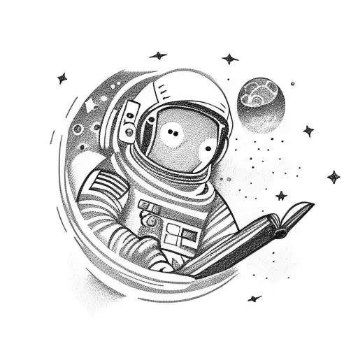 Astronaut Reading A Book In Space