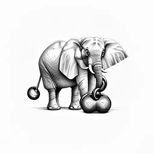 An Elephant Holding A Kettlebell