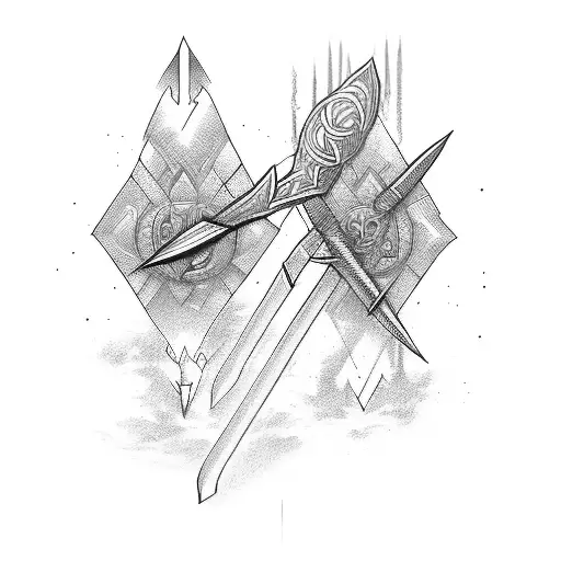 Lighting Bolts With 3 Swords In Background