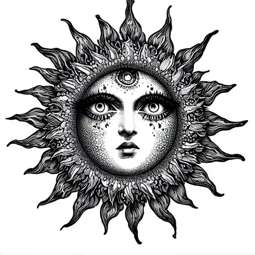 Gothic Sun With Three Eyes