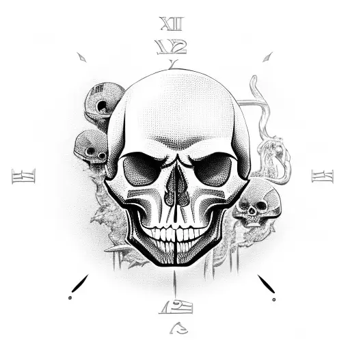 Skull With Clocks