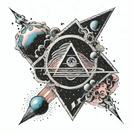 A Cosmic Scene With A Floating Pink Floyd Album Cover And Swirling Galaxies