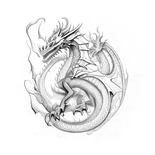 Impressionist Dragon With Geometric Elements