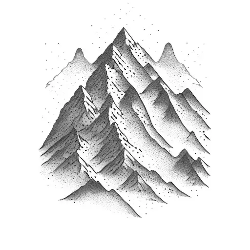 1 Big Mountain With 5 Others Mountains And Stream Flowing Through It