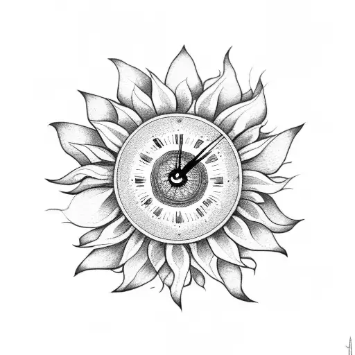 Sunflower With Clock On The Center