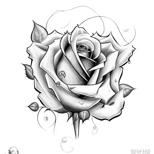 A Rose Surrounded By Vines And Topped With Betty Boop That Reaches Her Shoulder