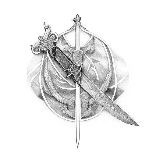 Sword Through A Letter V