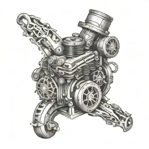 A Car Engine Intertwined With Yoga Poses