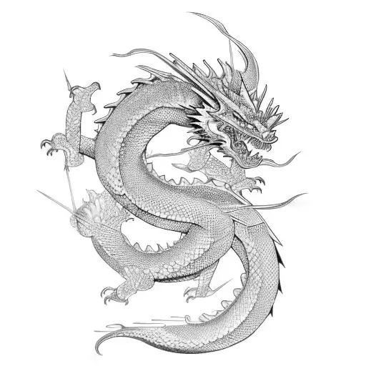 Japaness Dragon With Sakura