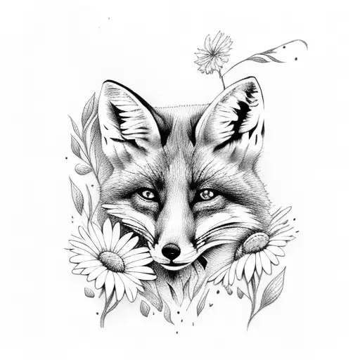 Fox With Daisies