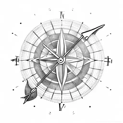 Arrow With Clock And Compass