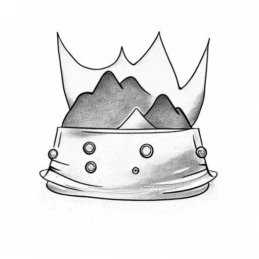 A Minimalist Tattoo Of A Chef's Hat And A Mountain Peak In The Background