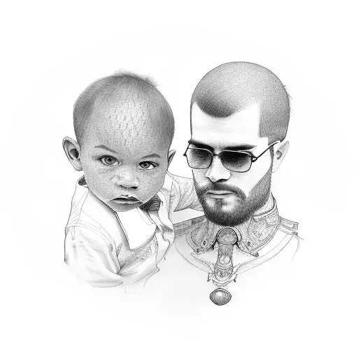 A Father And A Son At A Table