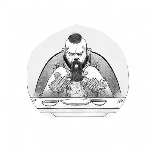 A Father And A Son At A Table