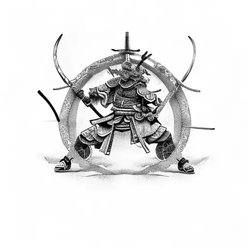 Craneo De Samurai Con Su Sable