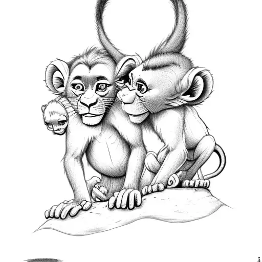 Lion King Monkey Carry Simba With New Born Baby Feet