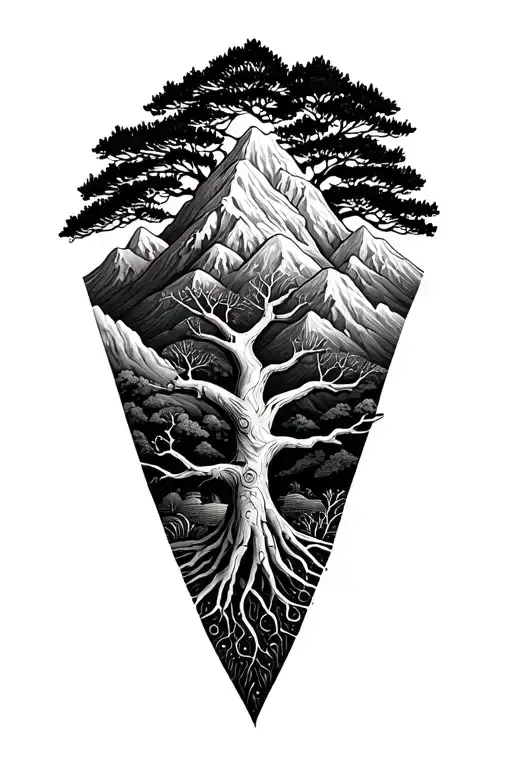Tree Of Life With Mountains