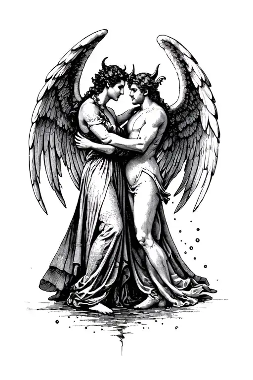 Angel And Devil Dancing Waltz Together