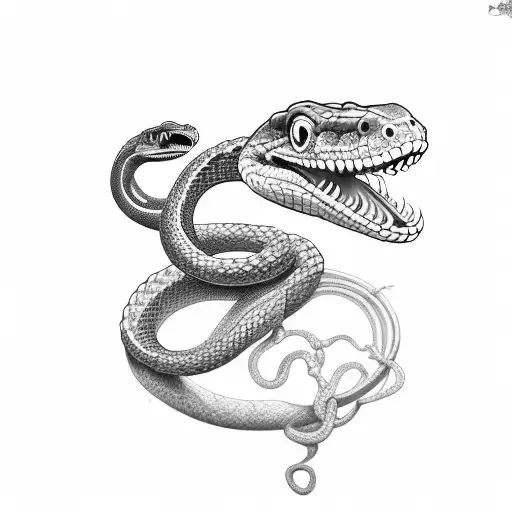 A Snake Wrapped Around Basketball With Open Mouth And Tong Out