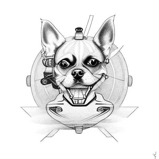 A Dog Riding A Motorcycle With Car Wheels Instead Of Tires