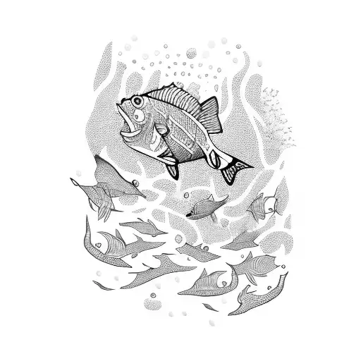 A Scuba Diver Playing Guitar Underwater Surrounded By Colorful Fish