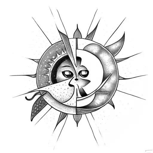 Sun And Moon With A Rocket