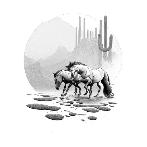 Moses Leading A Horse To Water In Desert