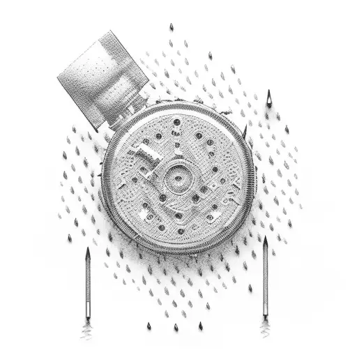 Combine The Elements Of Rap Music And Rain In A Dotwork