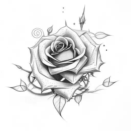 Whole Rose With Vines And Thorns That Goes Across The Inner Bicep