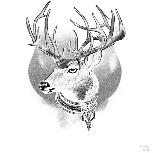 Dotwork Silhouette Of A Deer With A Collar Symbolizing Male Submission