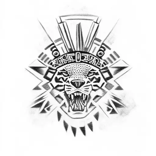 Aztec Soldier With Jaguar Headdress