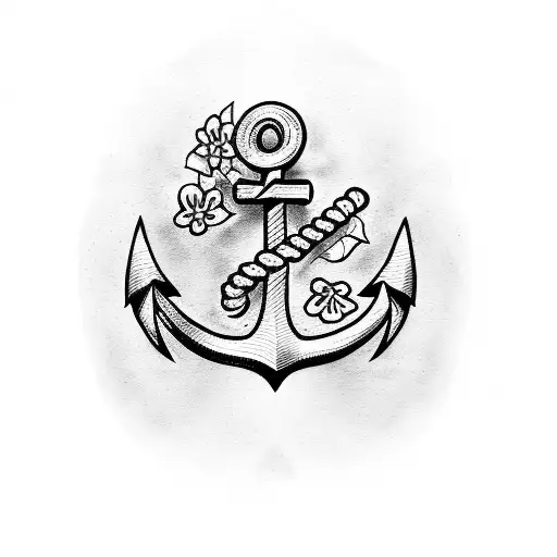 Anchor With Rope And Flowers And The Words Curcum Sistere