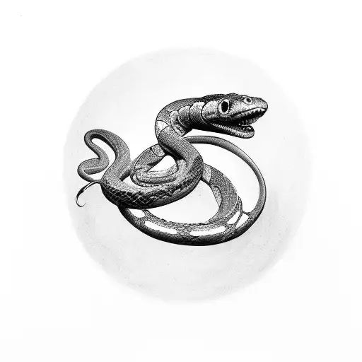 A Camera Lens Morphing Into A Snake Coiled Around A Paintbrush